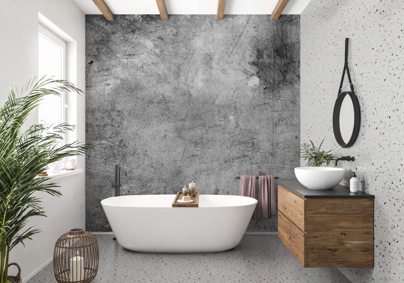 Fototapeta sivá stena so škrabancami zblízka