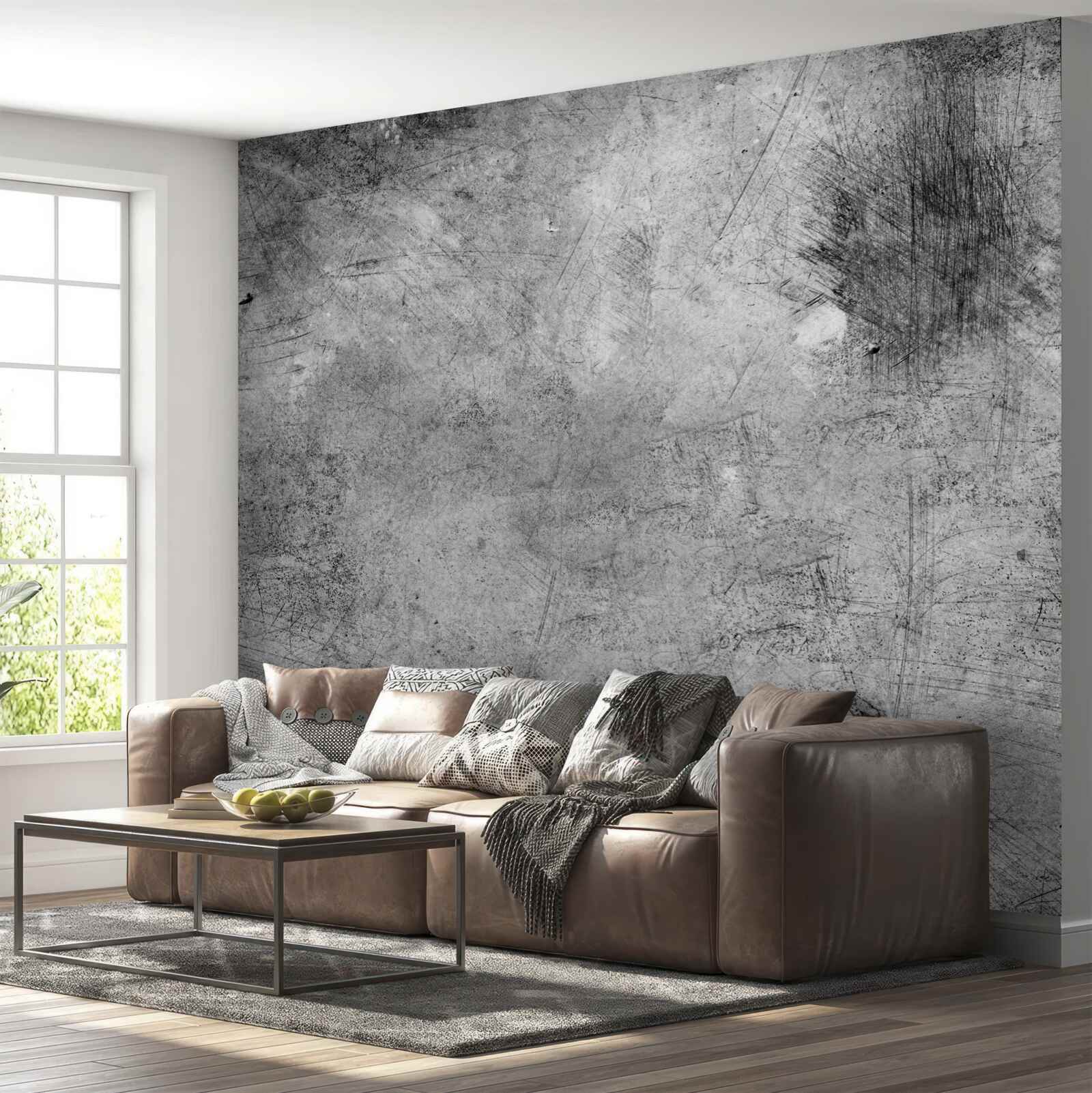 Fototapeta sivá stena so škrabancami zblízka