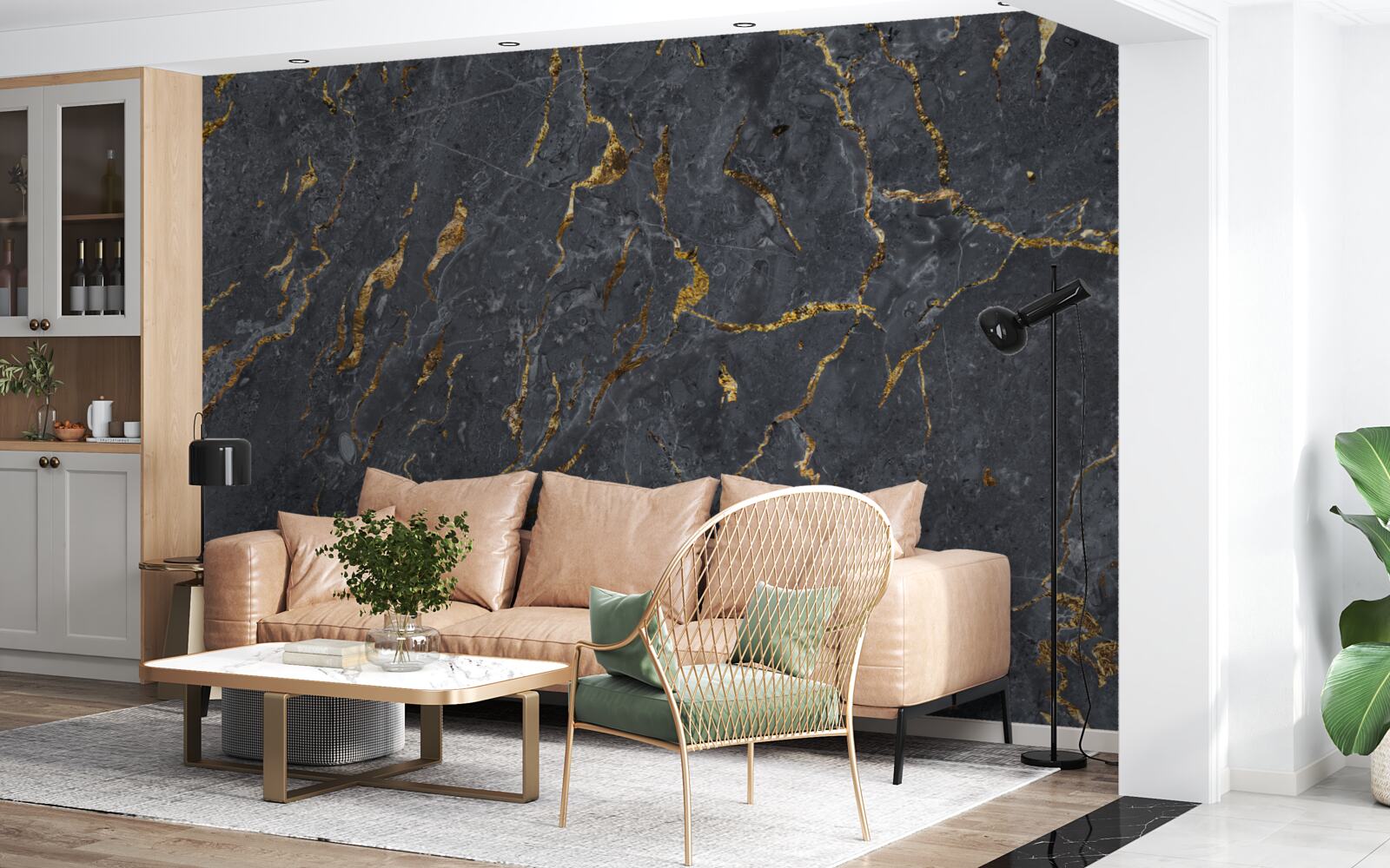 Fototapeta čierne mramorové pozadie so zlatými časticami