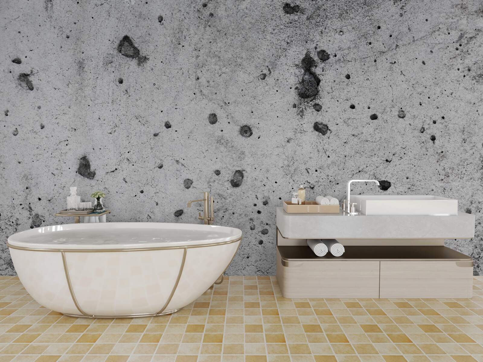 Fototapeta betónová stena s tmavými stopami