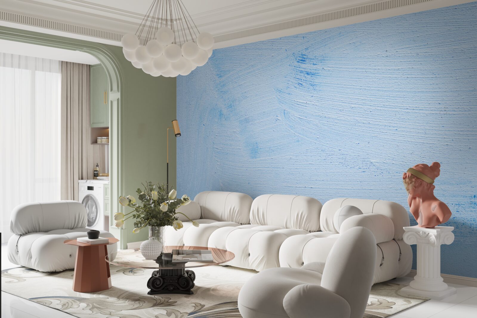 Fototapeta vrstva mäkkej azúrovej omietky