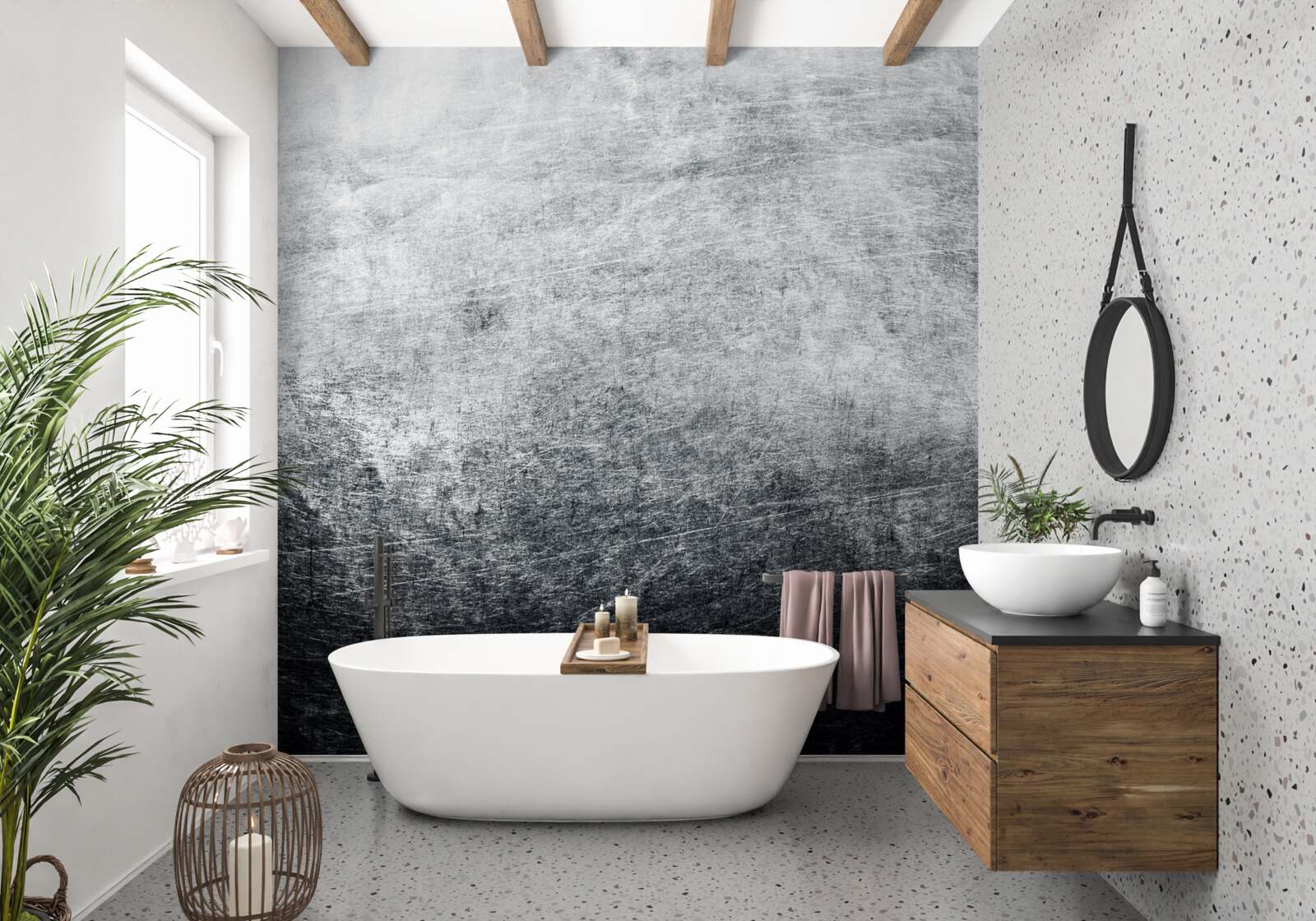 Fototapeta problematická sivá stena