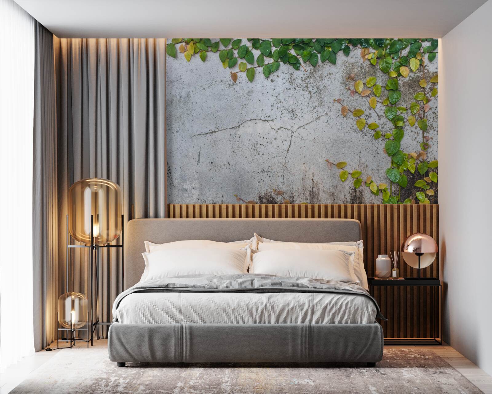 Fototapeta listy sú zelenožlté na sivom podklade