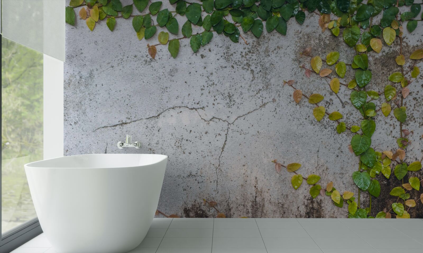 Fototapeta listy sú zelenožlté na sivom podklade