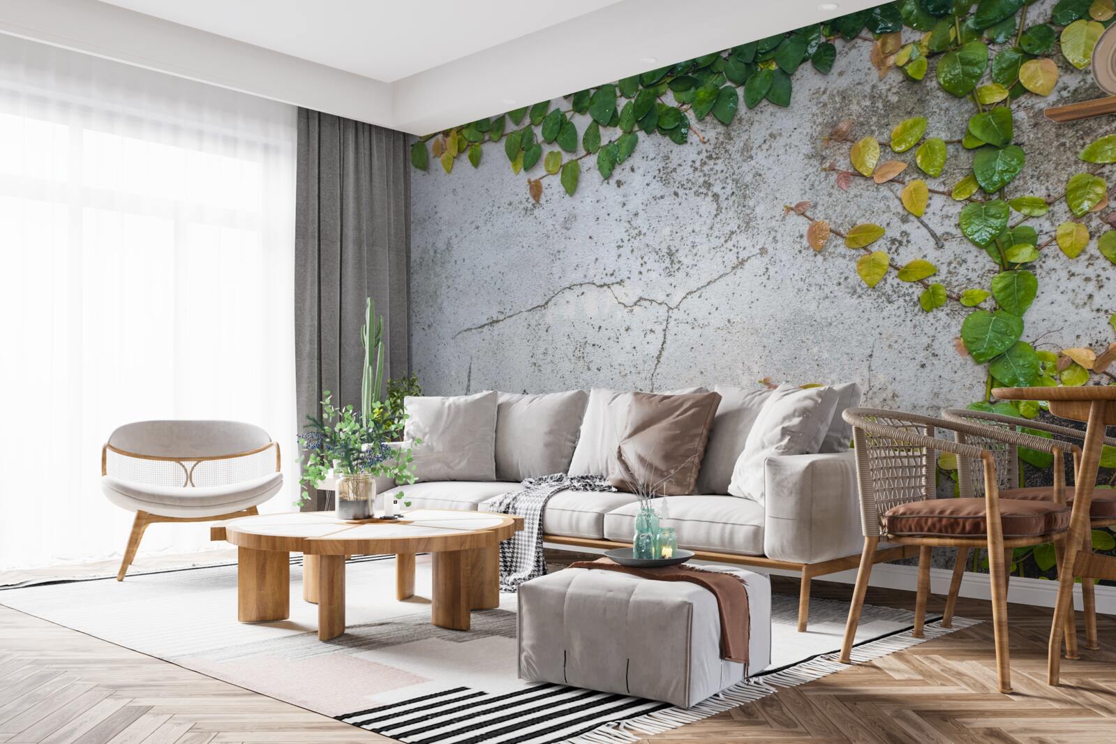 Fototapeta listy sú zelenožlté na sivom podklade