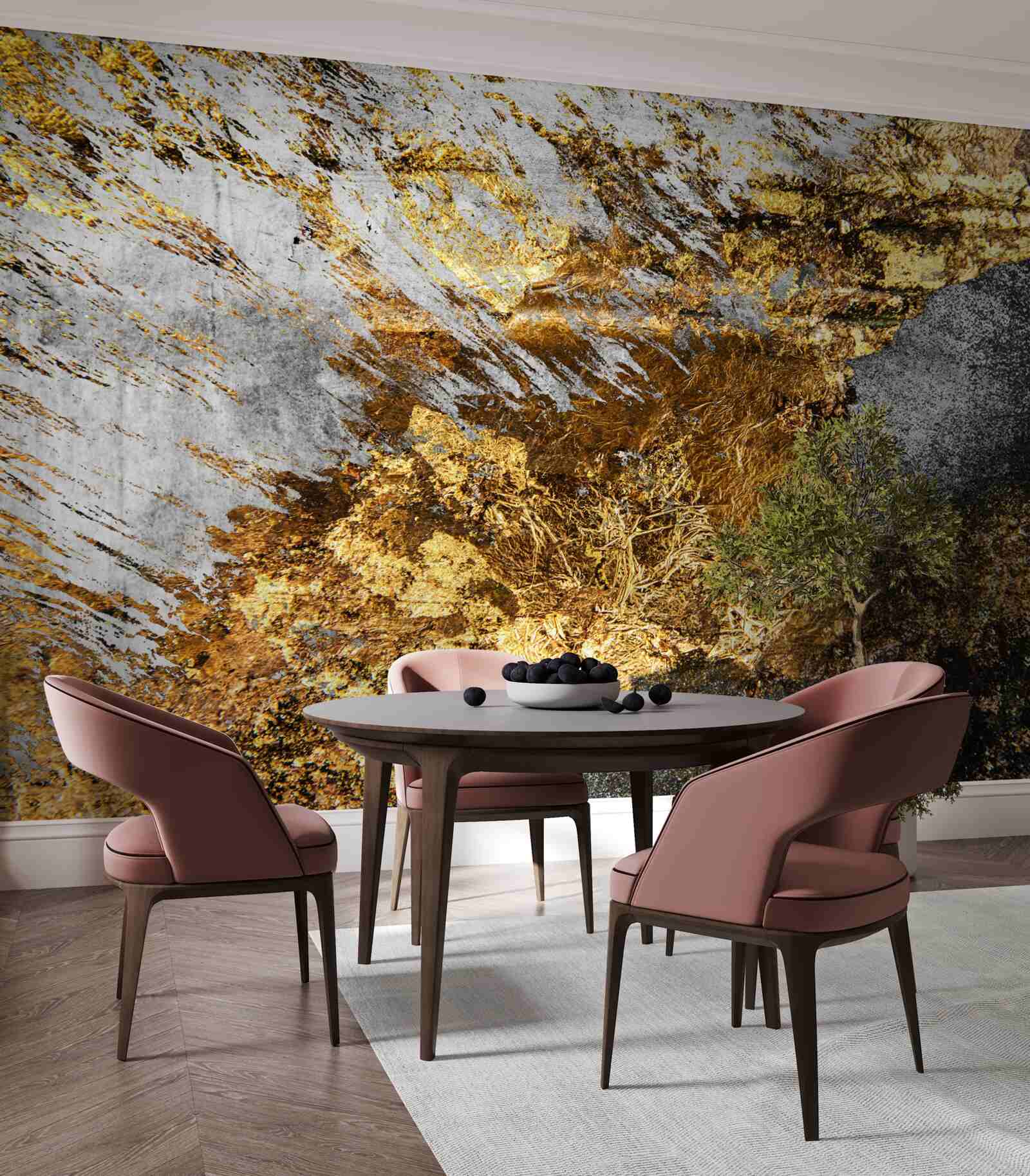 Fototapeta prírodný kameň pokrytý zlatým prachom