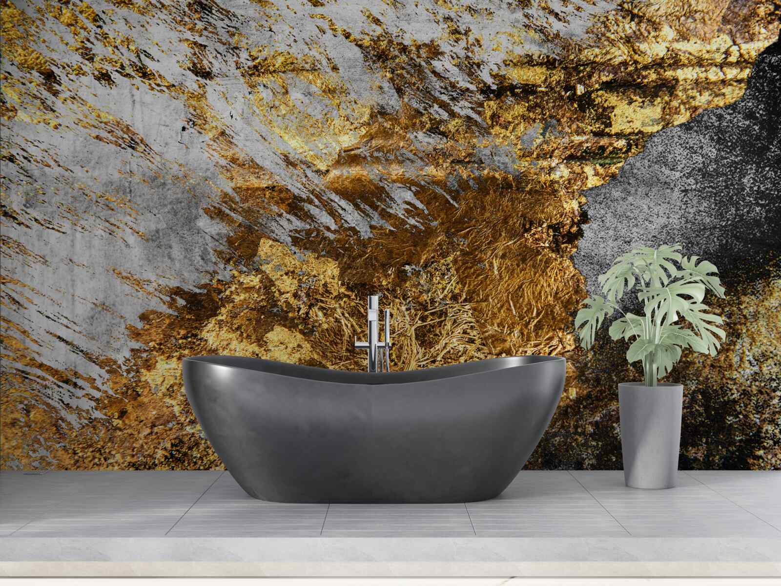 Fototapeta prírodný kameň pokrytý zlatým prachom