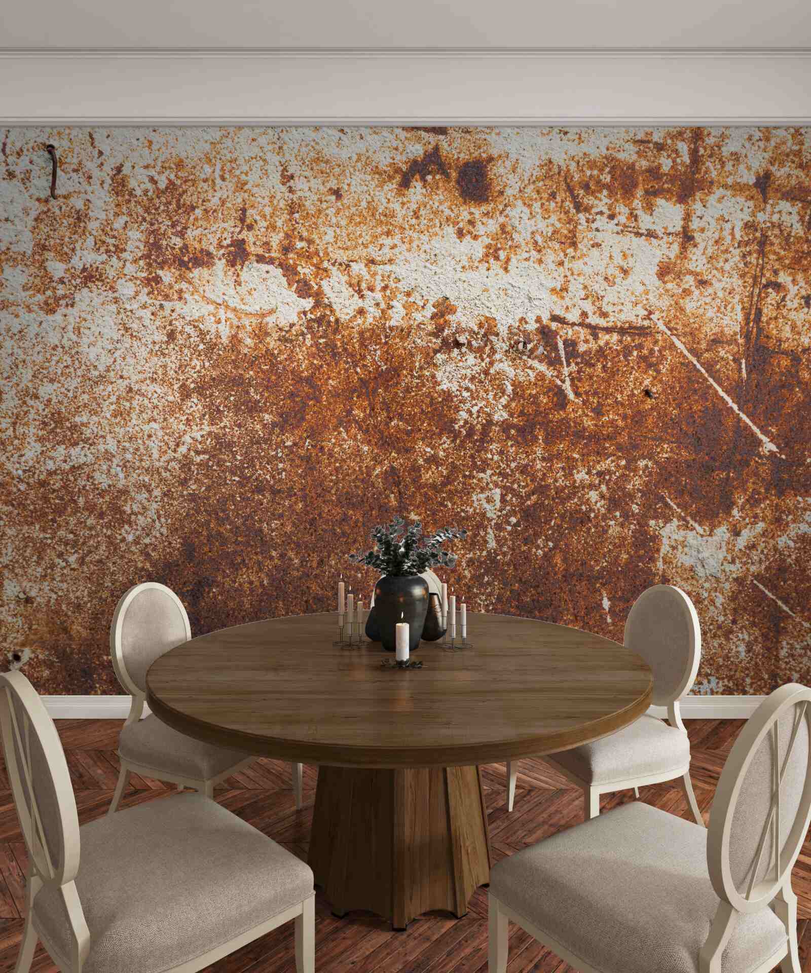 Fototapeta ošarpaná stena natretá tmavými odtieňmi hrdze