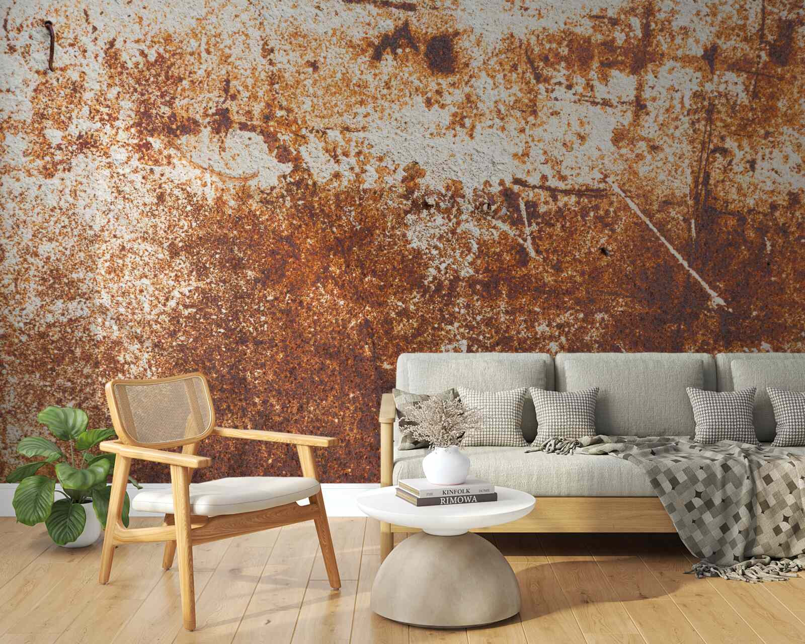 Fototapeta ošarpaná stena natretá tmavými odtieňmi hrdze