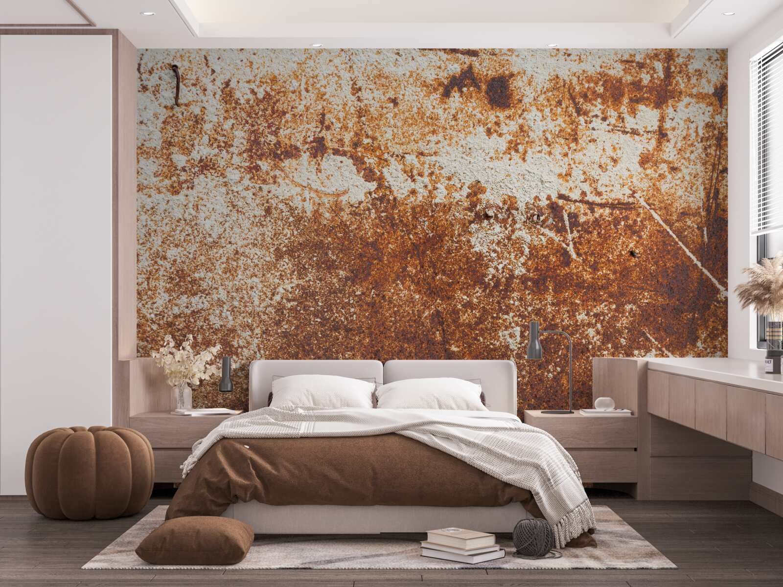 Fototapeta ošarpaná stena natretá tmavými odtieňmi hrdze