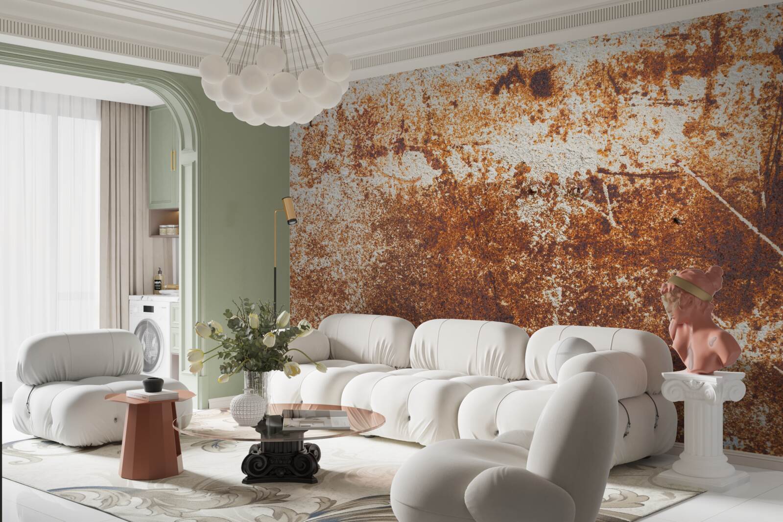 Fototapeta ošarpaná stena natretá tmavými odtieňmi hrdze