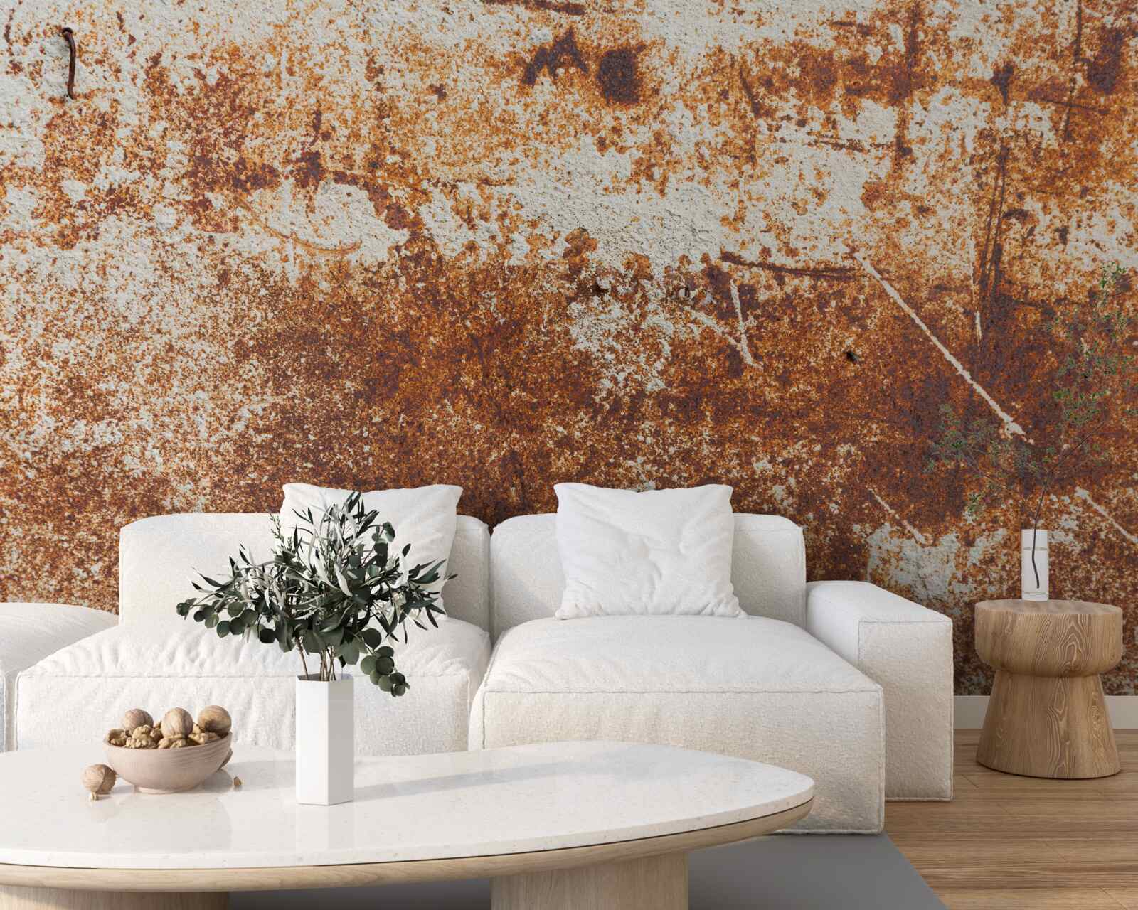 Fototapeta ošarpaná stena natretá tmavými odtieňmi hrdze