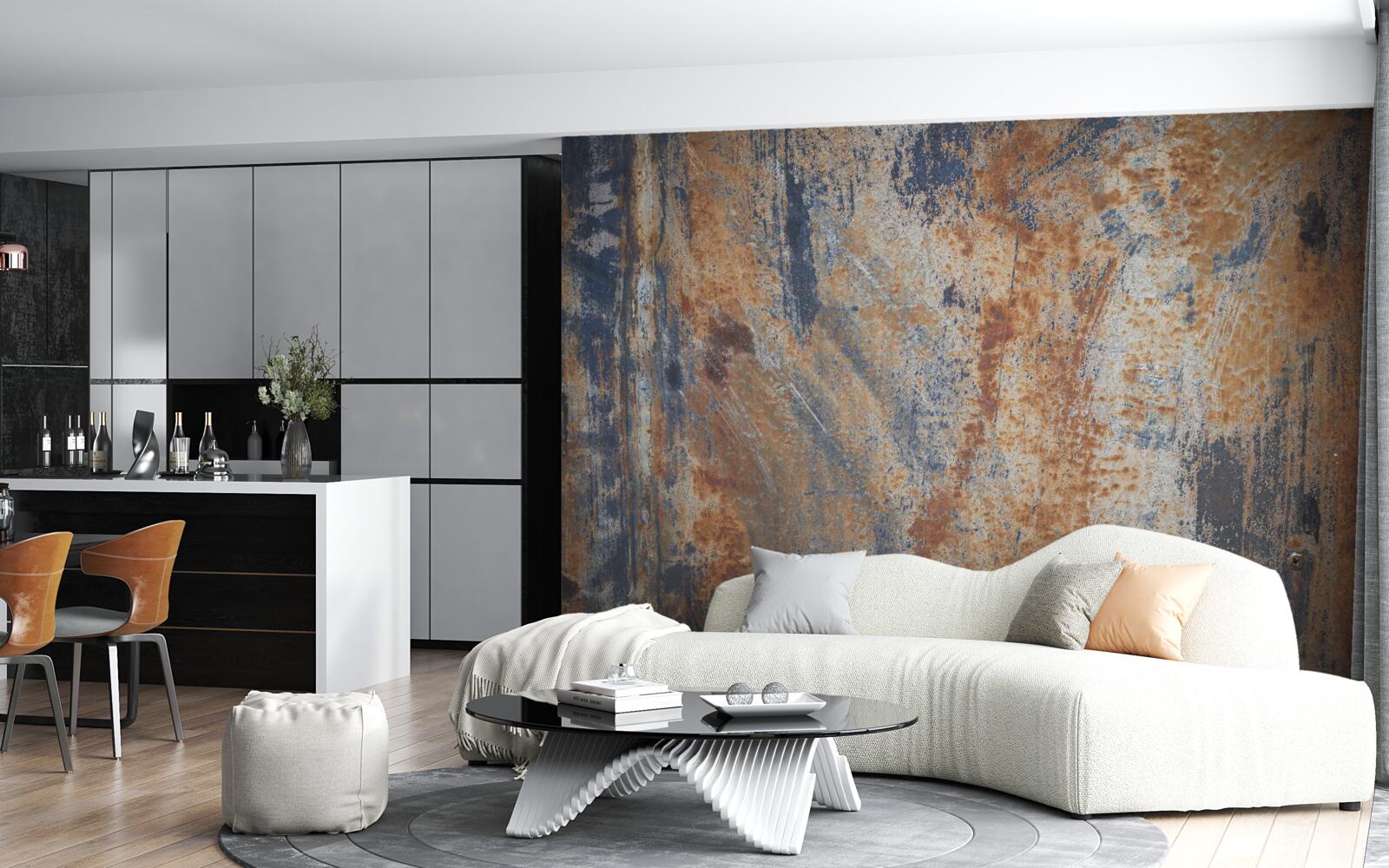 Fototapeta nepriehľadná stena pokrytá hrdzou