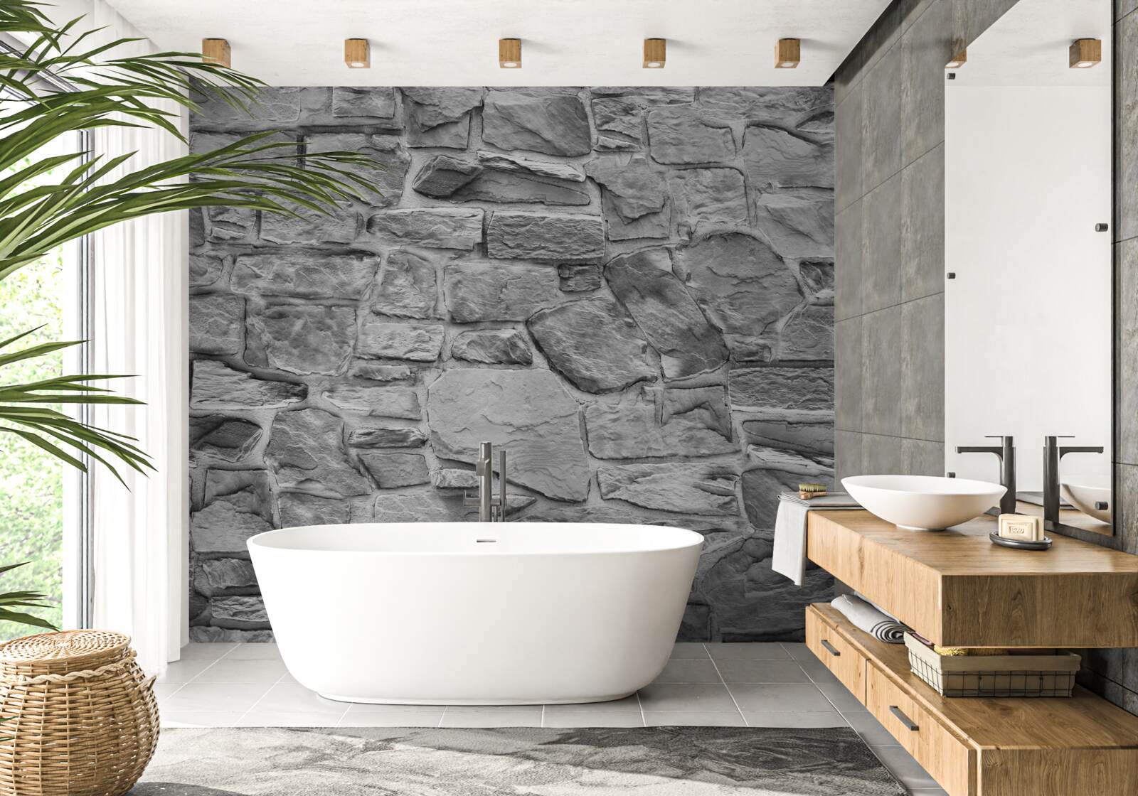 Fototapeta plochý šedý kameň tvorí stenu