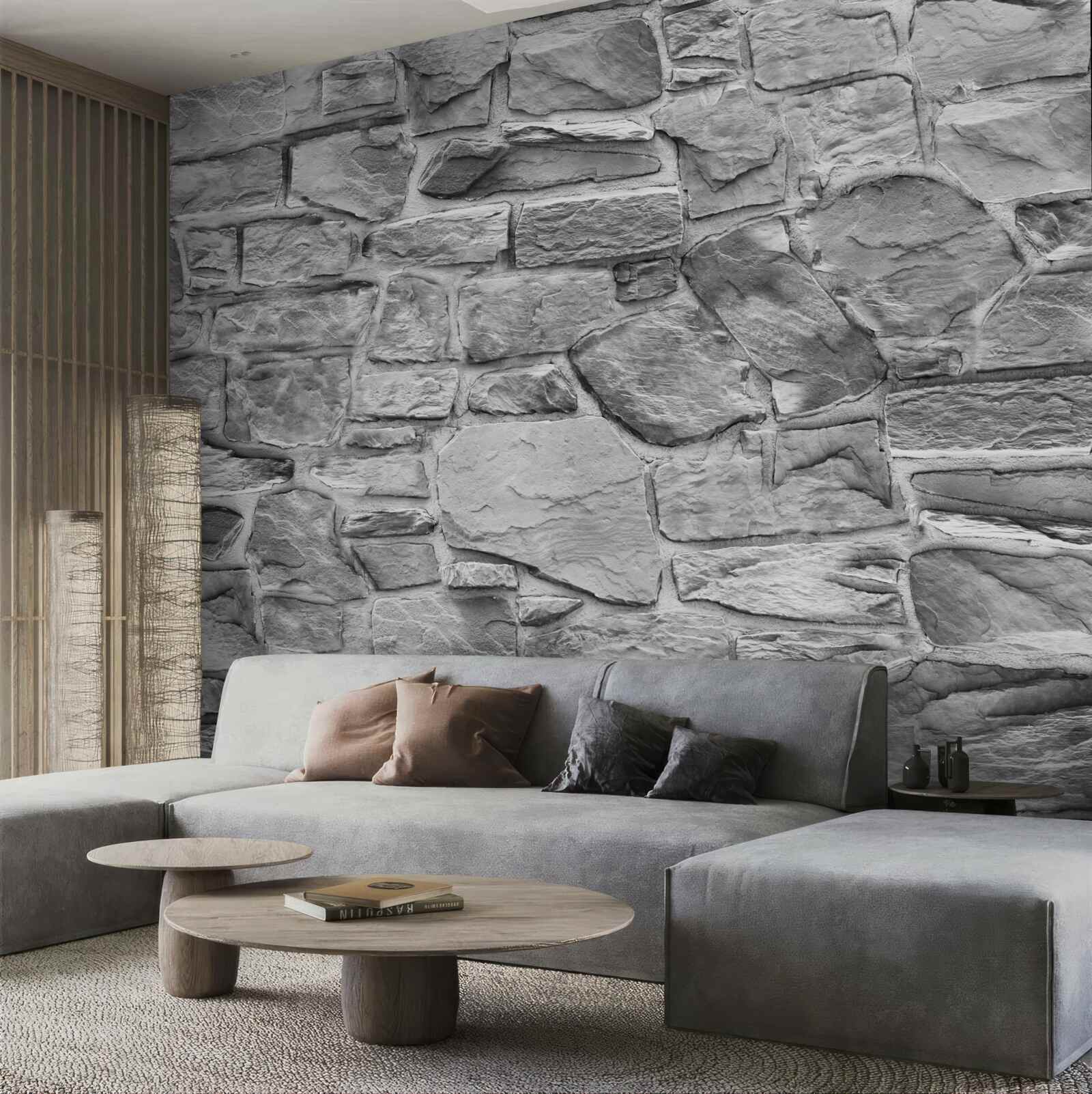 Fototapeta plochý šedý kameň tvorí stenu