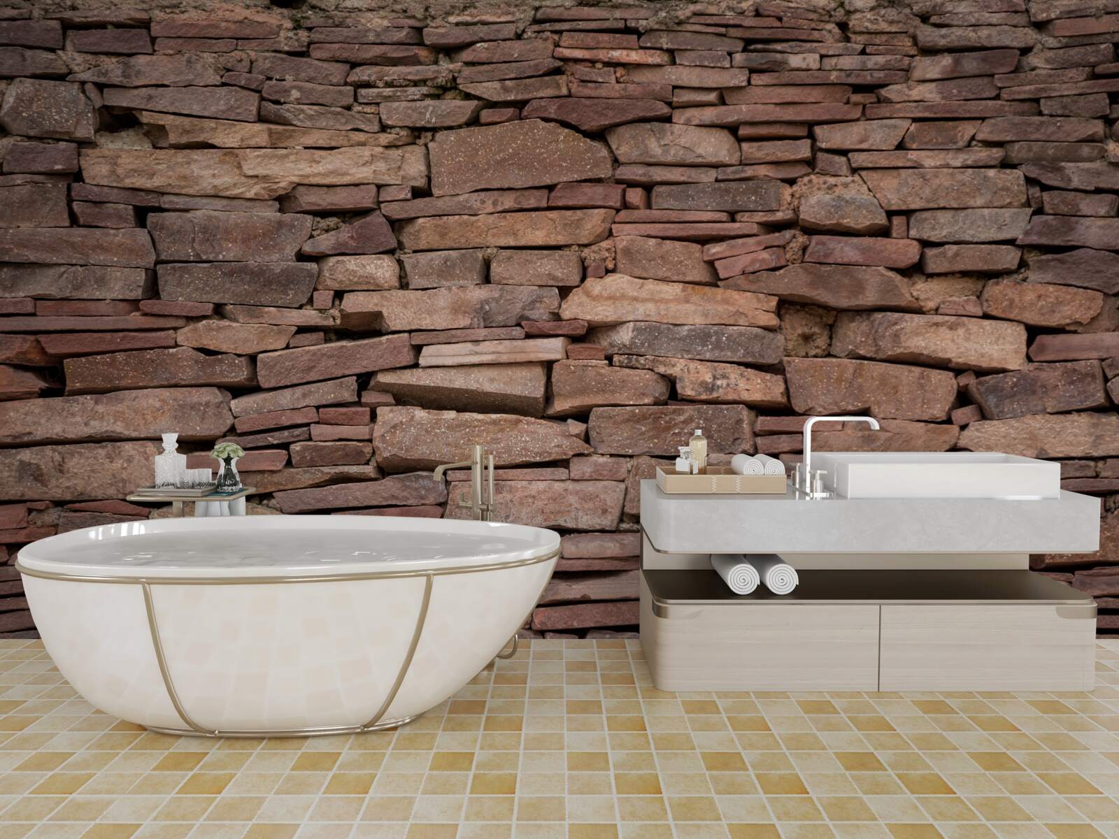 Fototapeta hnedá kamenná bariéra s nerovnomernou štruktúrou