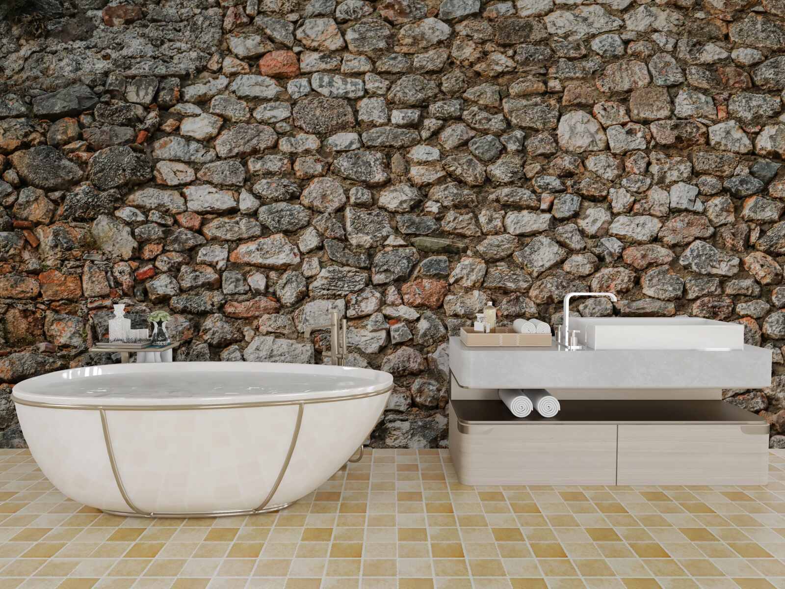 Fototapeta starodávna viacfarebná kamenná stena