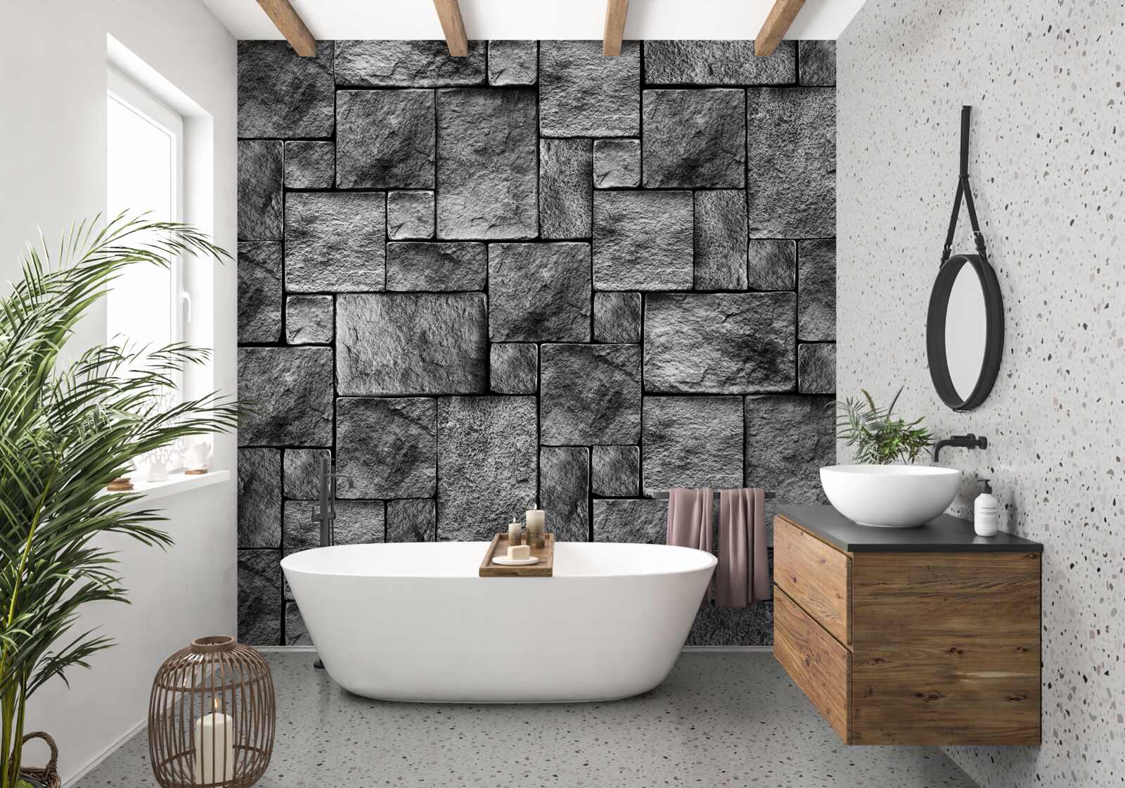 Fototapeta šedý kameň ako súčasť steny