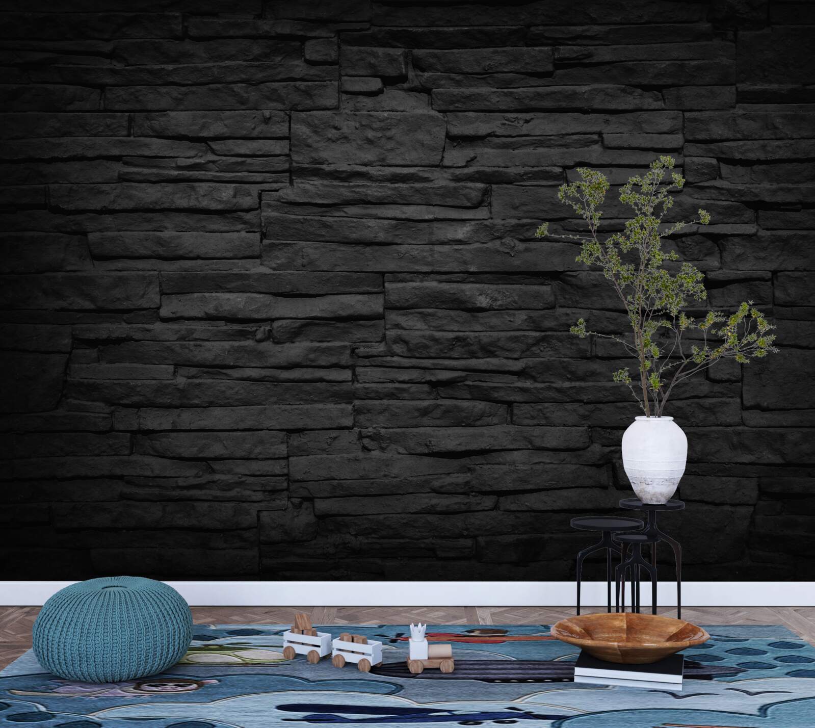 Fototapeta čierny kamenný múr