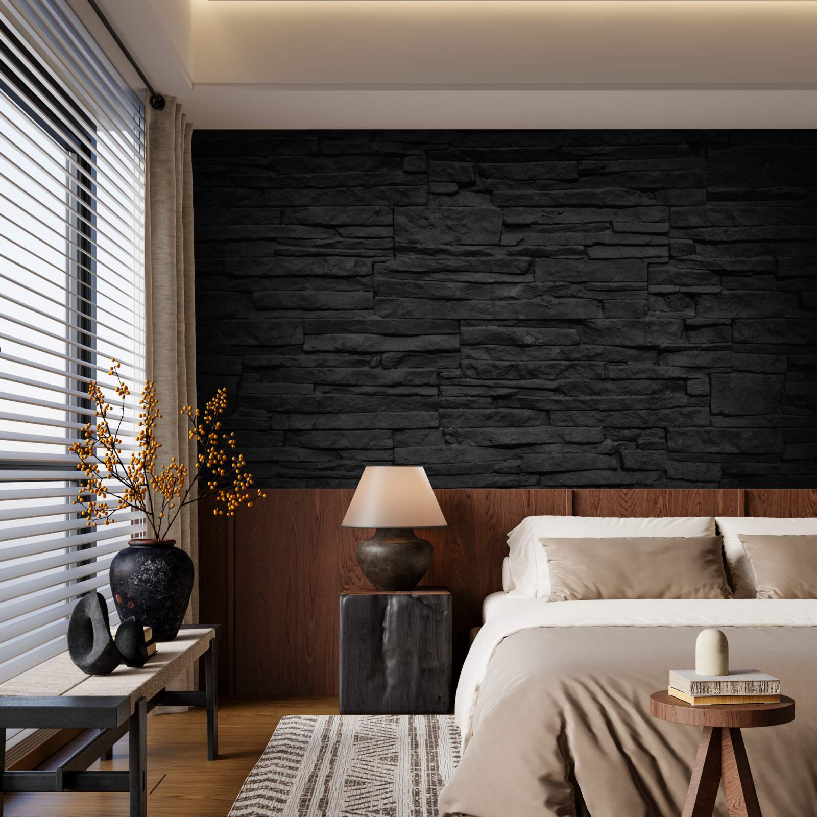 Fototapeta čierny kamenný múr