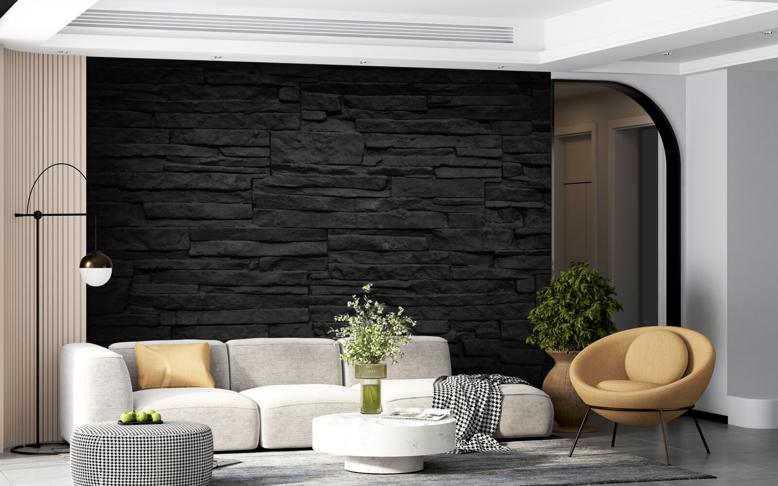 Fototapeta čierny kamenný múr