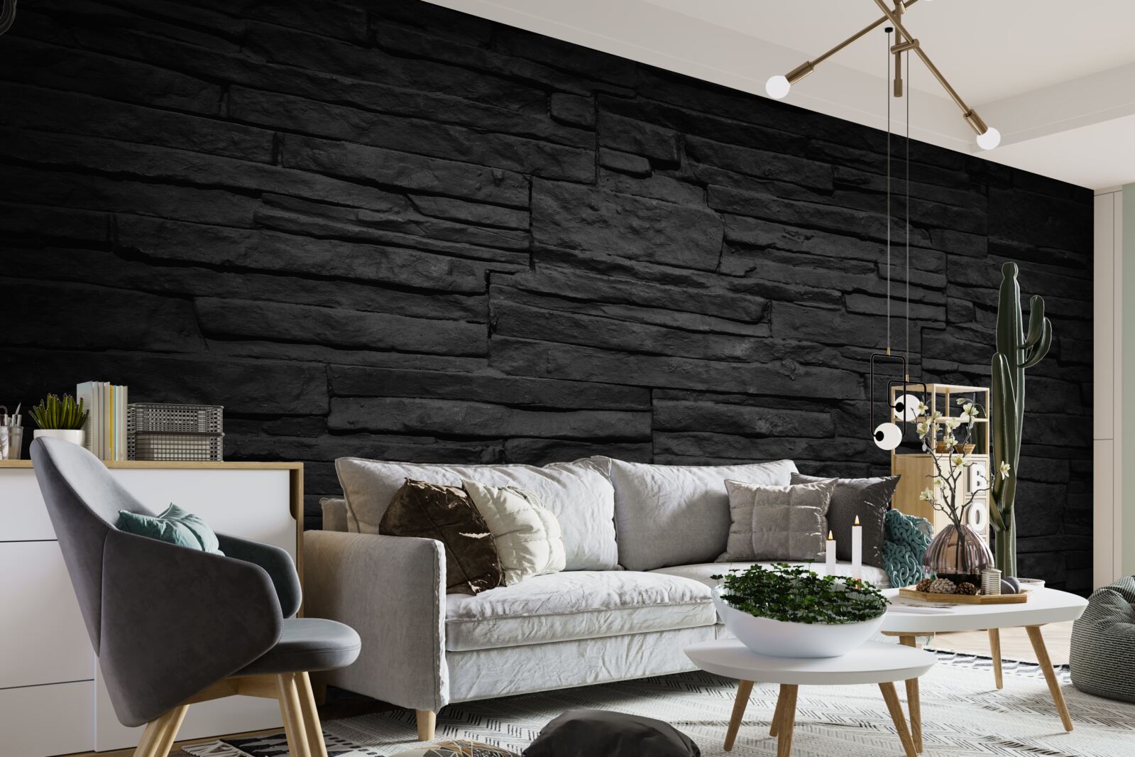 Fototapeta čierny kamenný múr