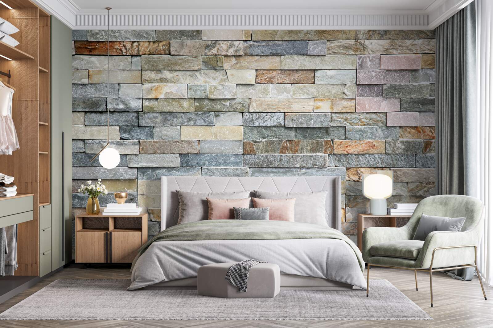 Fototapeta husia koža z viacfarebných pruhovaných blokov