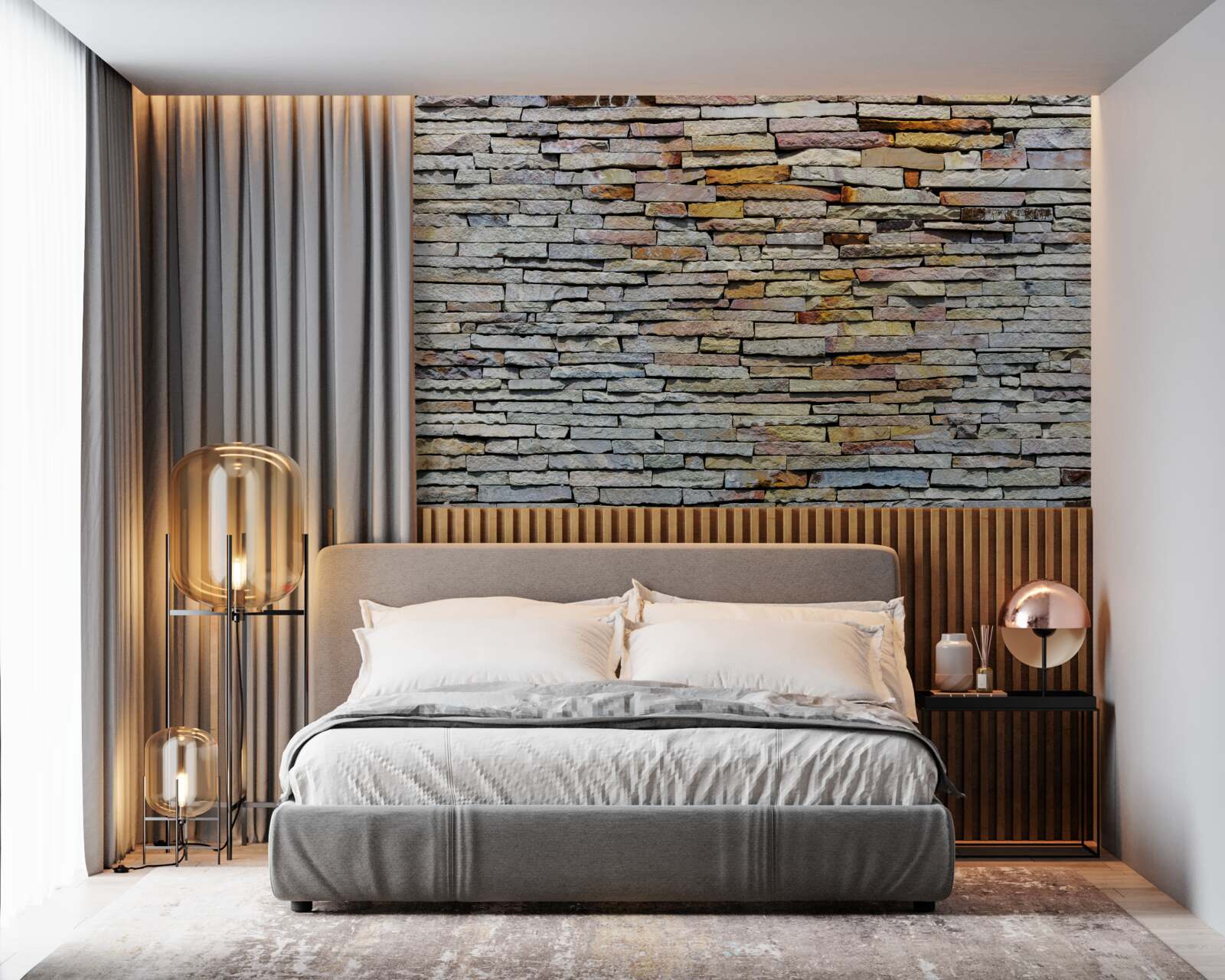 Fototapeta Stena je pokrytá kamennými pruhmi