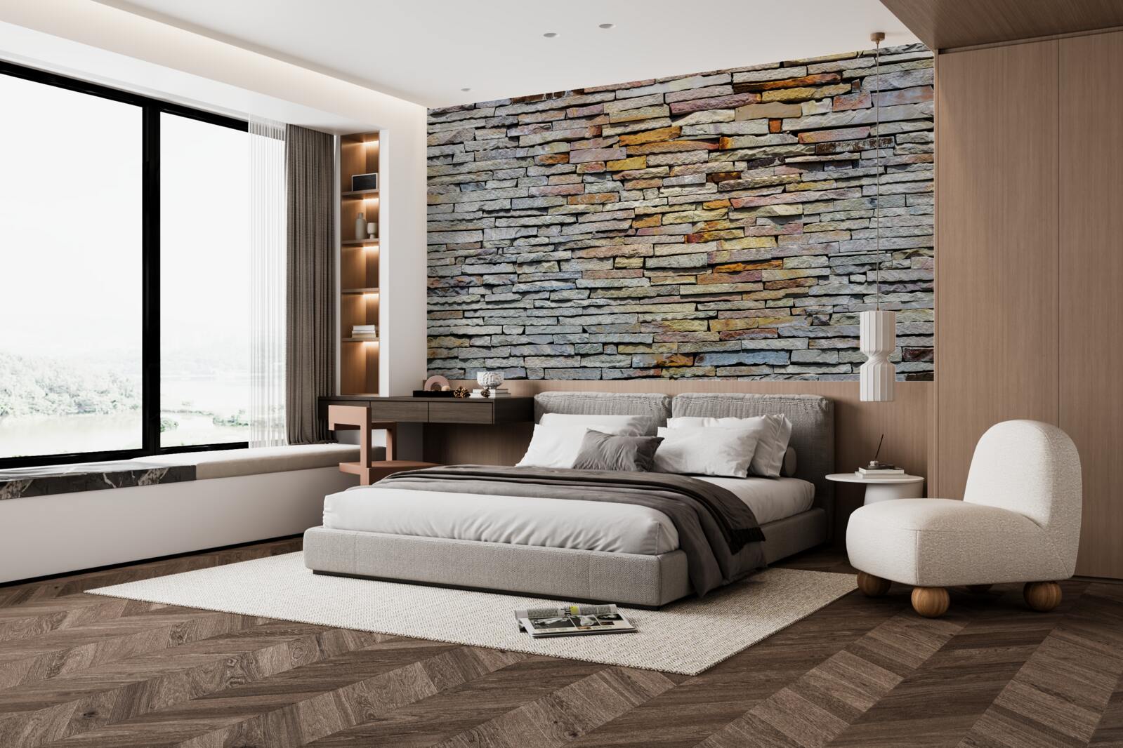 Fototapeta Stena je pokrytá kamennými pruhmi