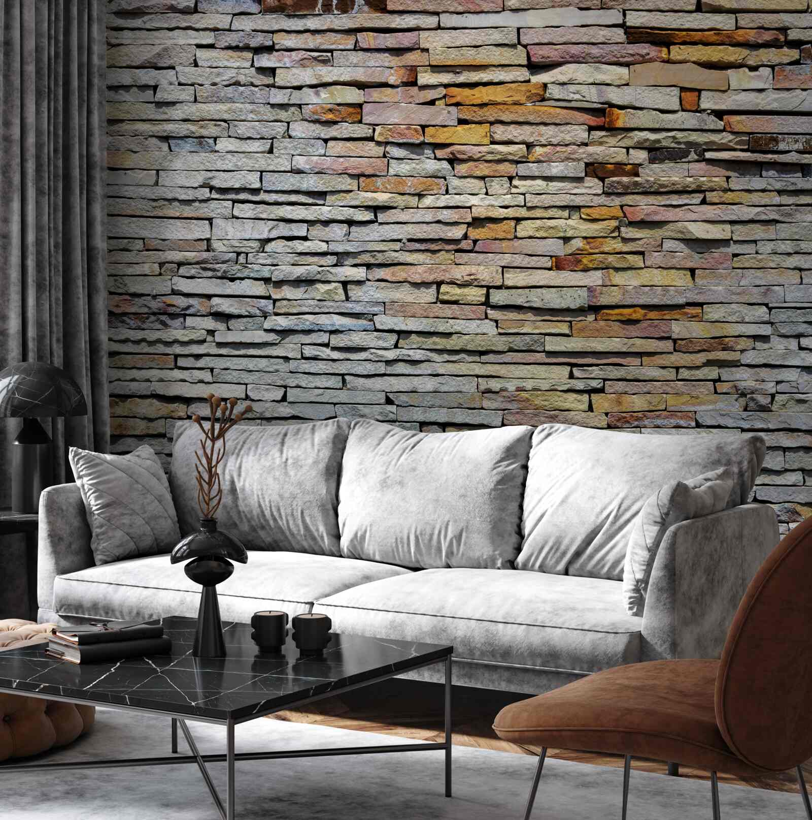 Fototapeta Stena je pokrytá kamennými pruhmi