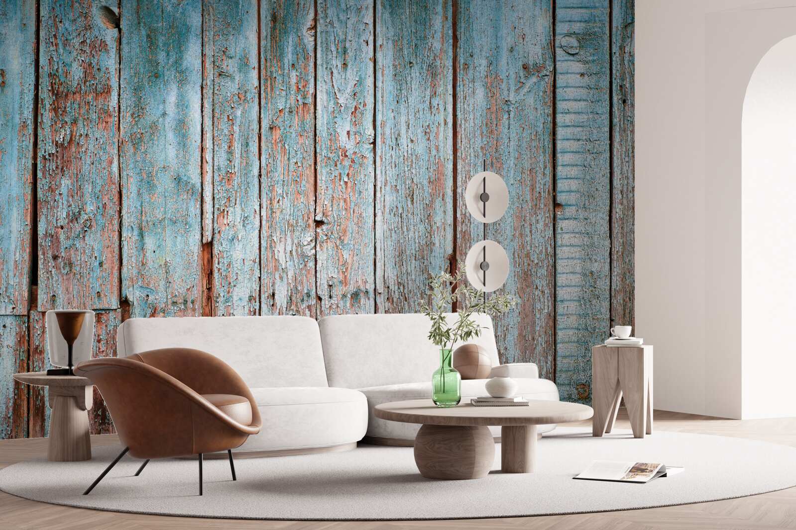 Fototapeta pozadie zo starých trámov v odtieňoch šedej a modrej