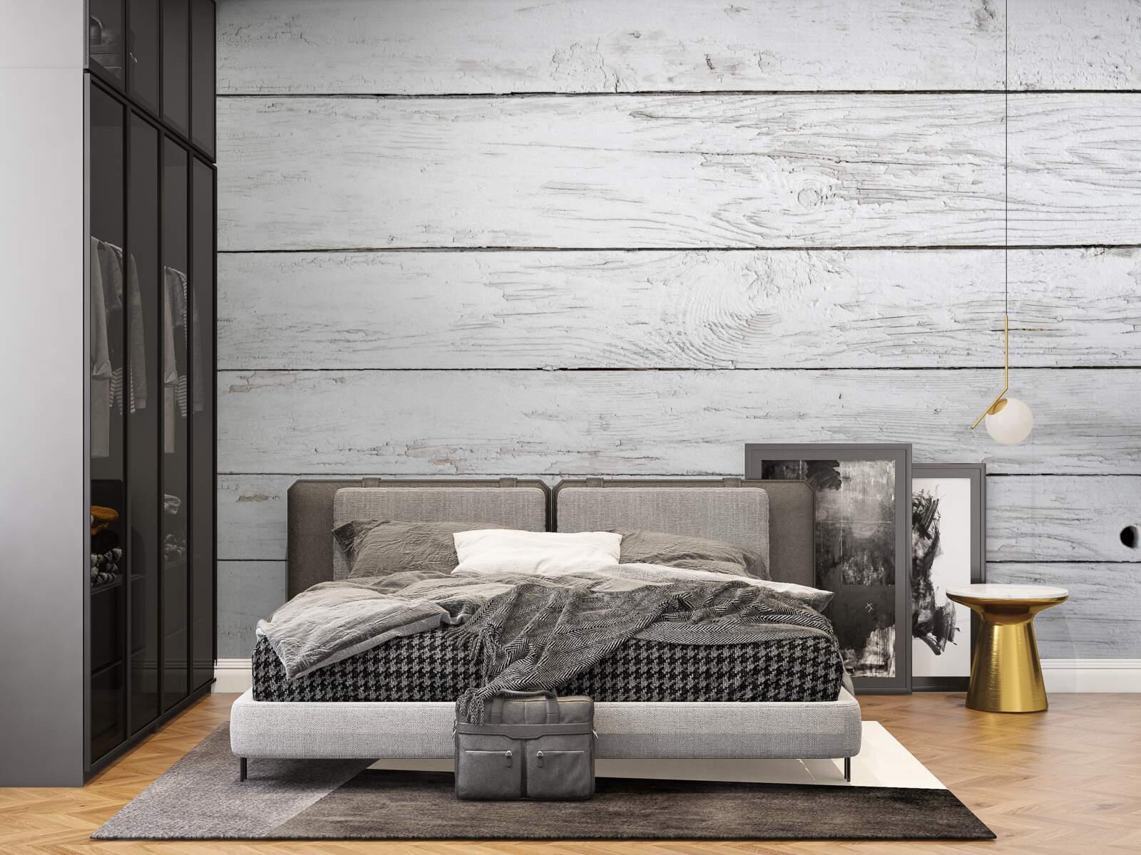 Fototapeta drevená parketová doska v svetlo šedom odtieni