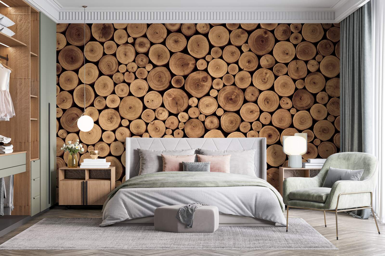 Fototapeta opatrne orezať okrúhle kmene stromov