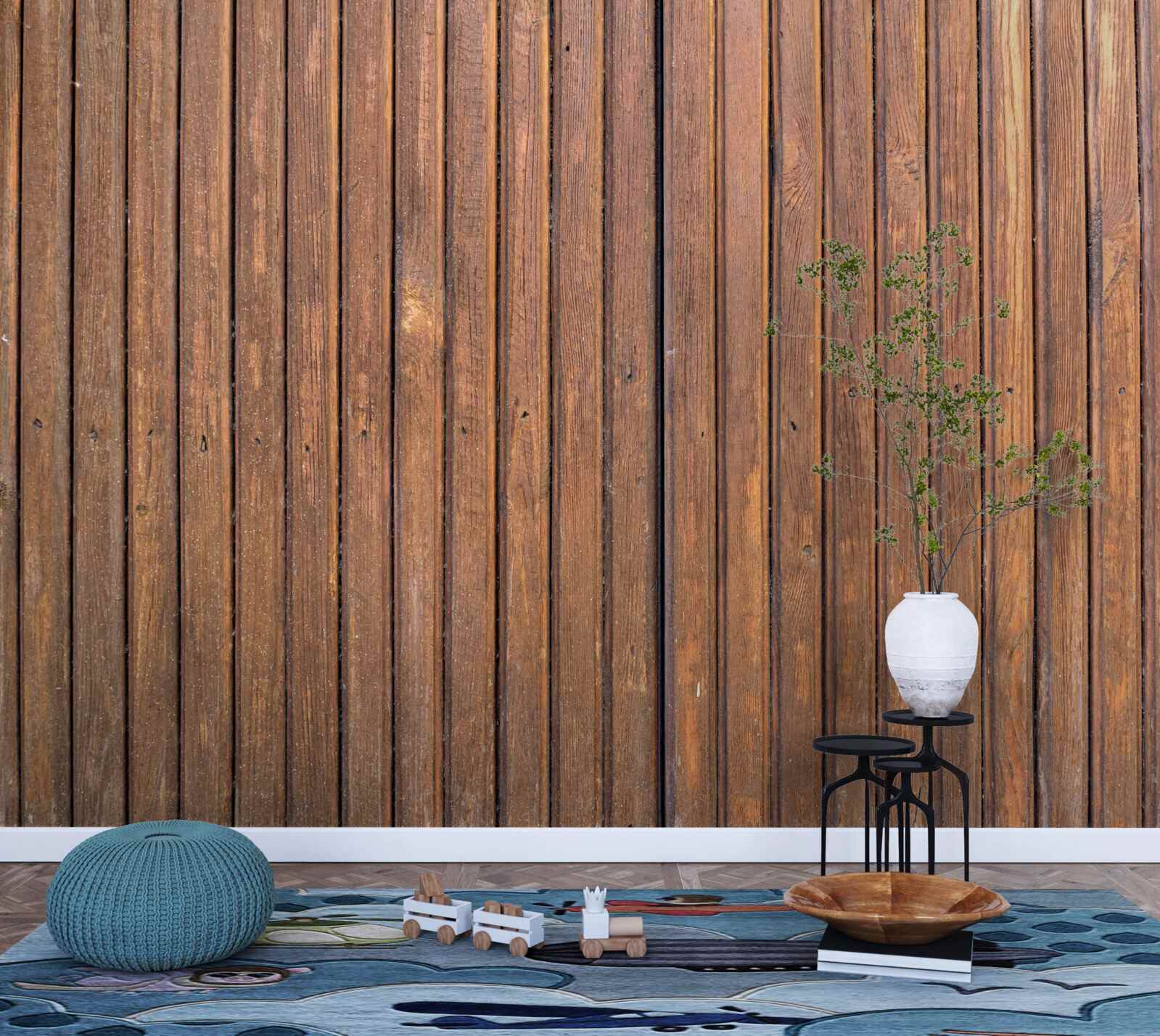 Fototapeta súvislá bariéra zo starých drevených trámov