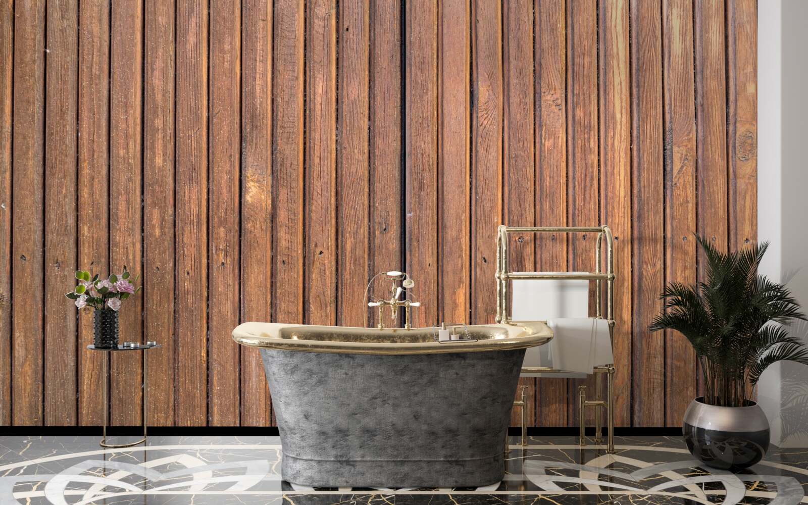 Fototapeta súvislá bariéra zo starých drevených trámov