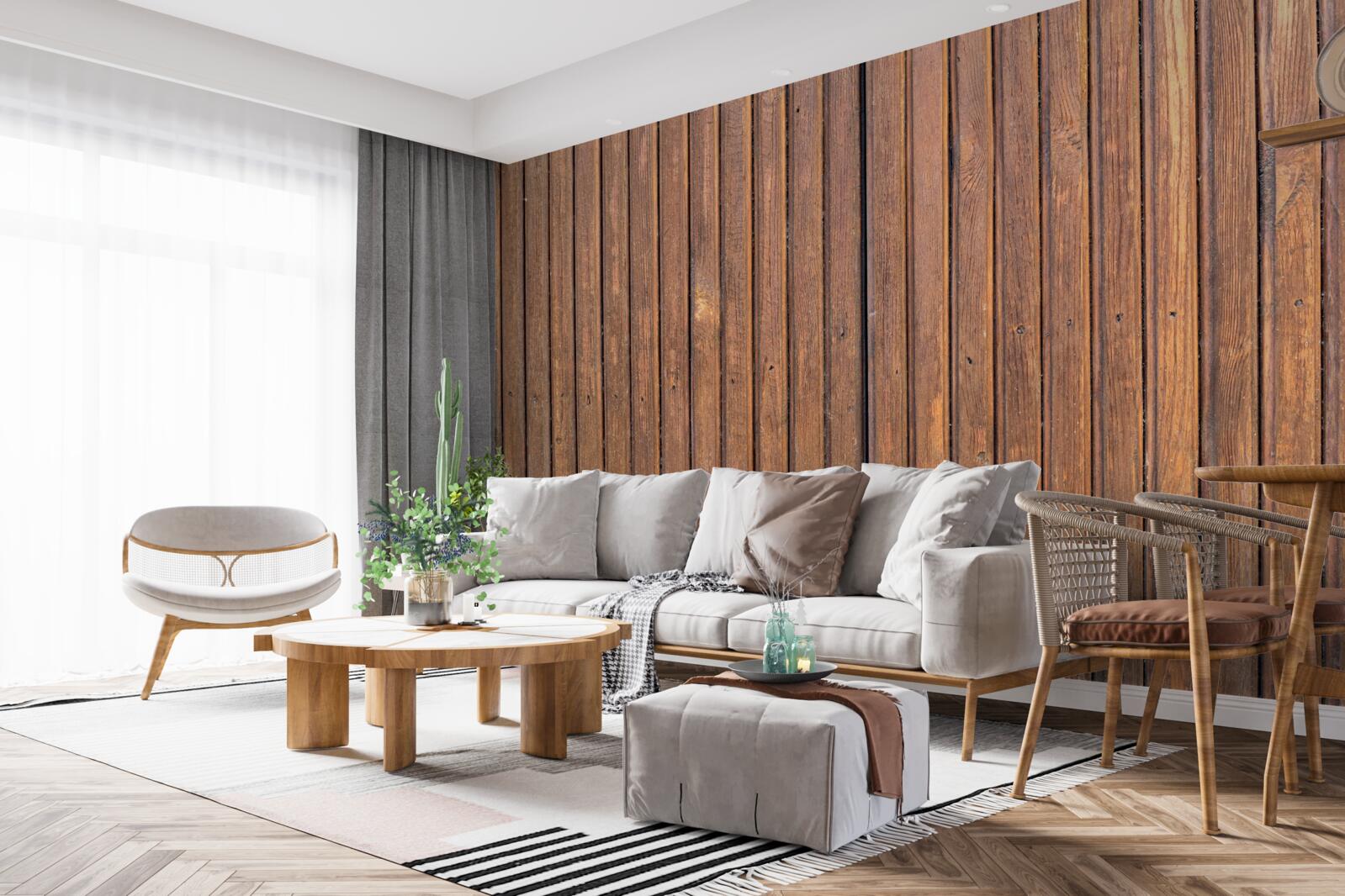 Fototapeta súvislá bariéra zo starých drevených trámov