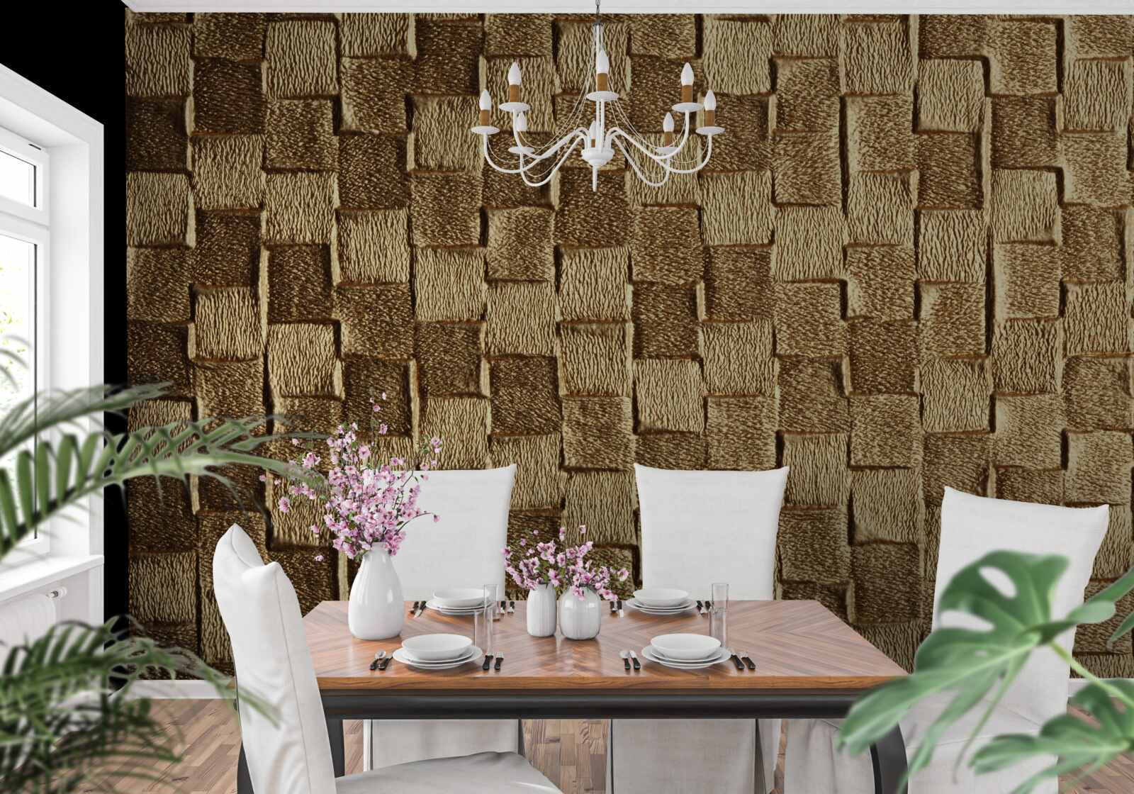 Fototapeta hnedý štvorcový motív