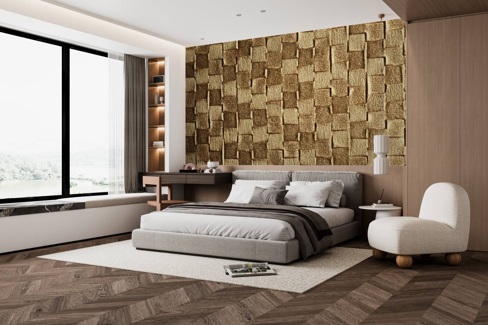 Fototapeta hnedý štvorcový motív