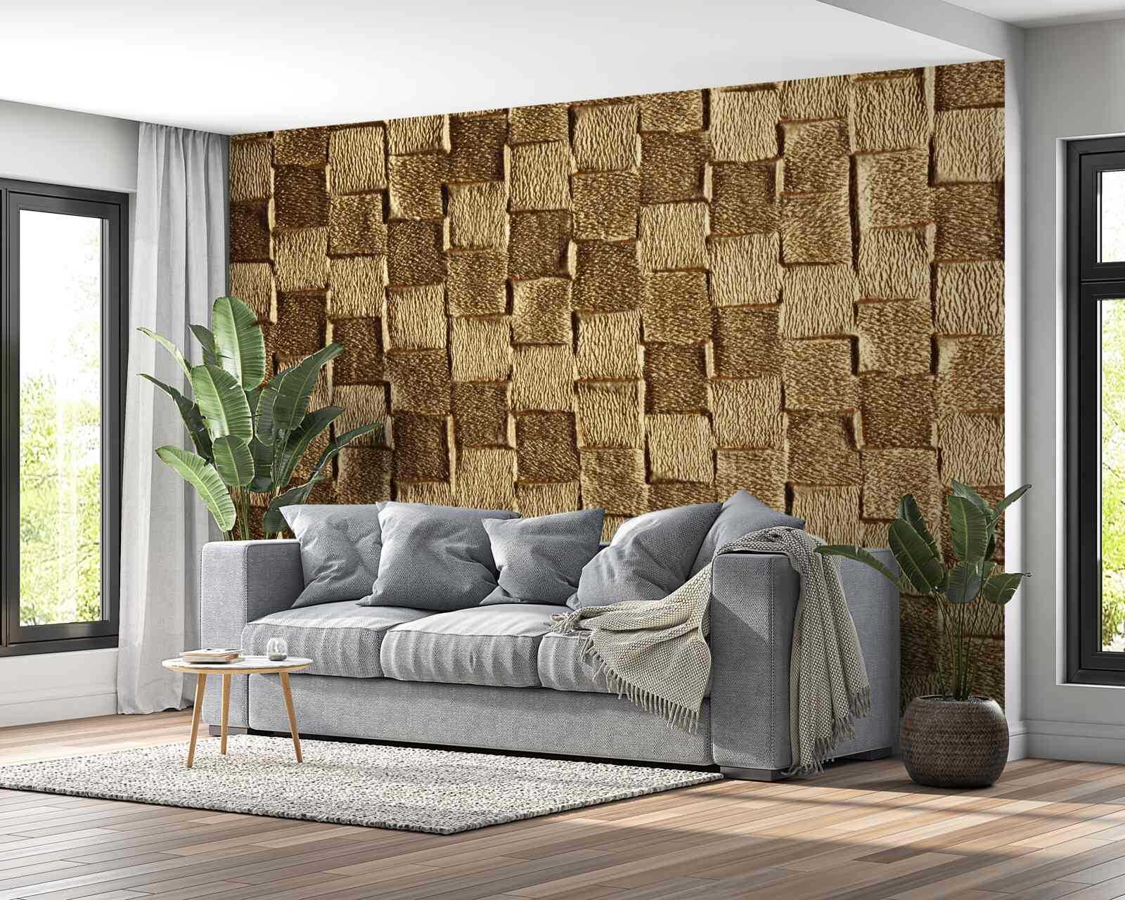 Fototapeta hnedý štvorcový motív