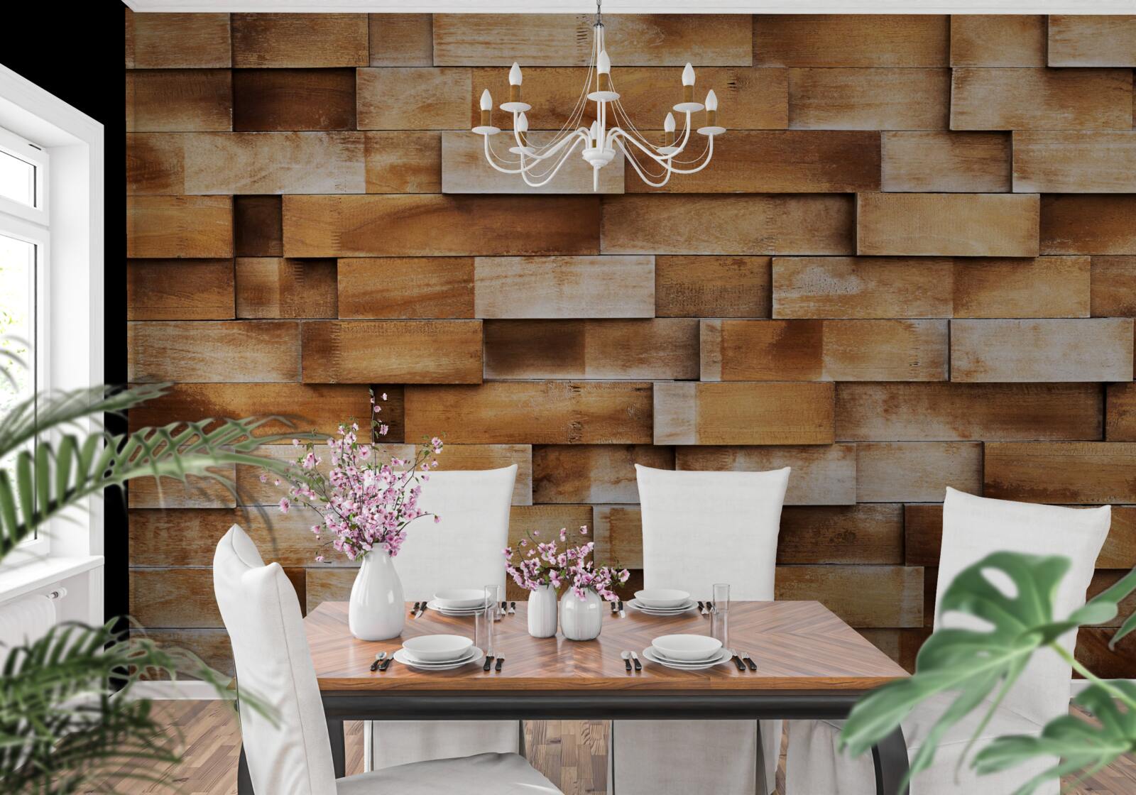 Fototapeta bariéra z drevených trámov