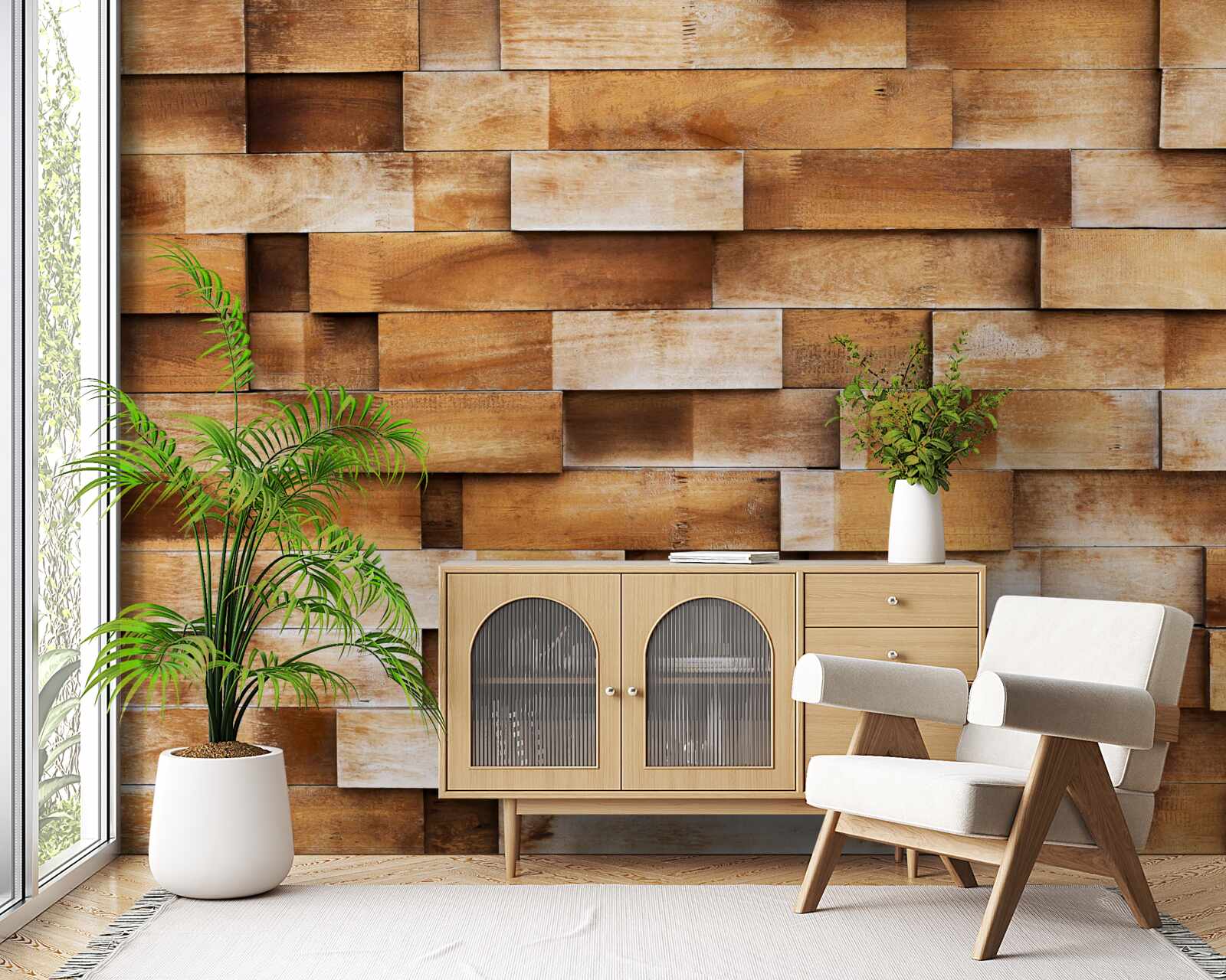 Fototapeta bariéra z drevených trámov