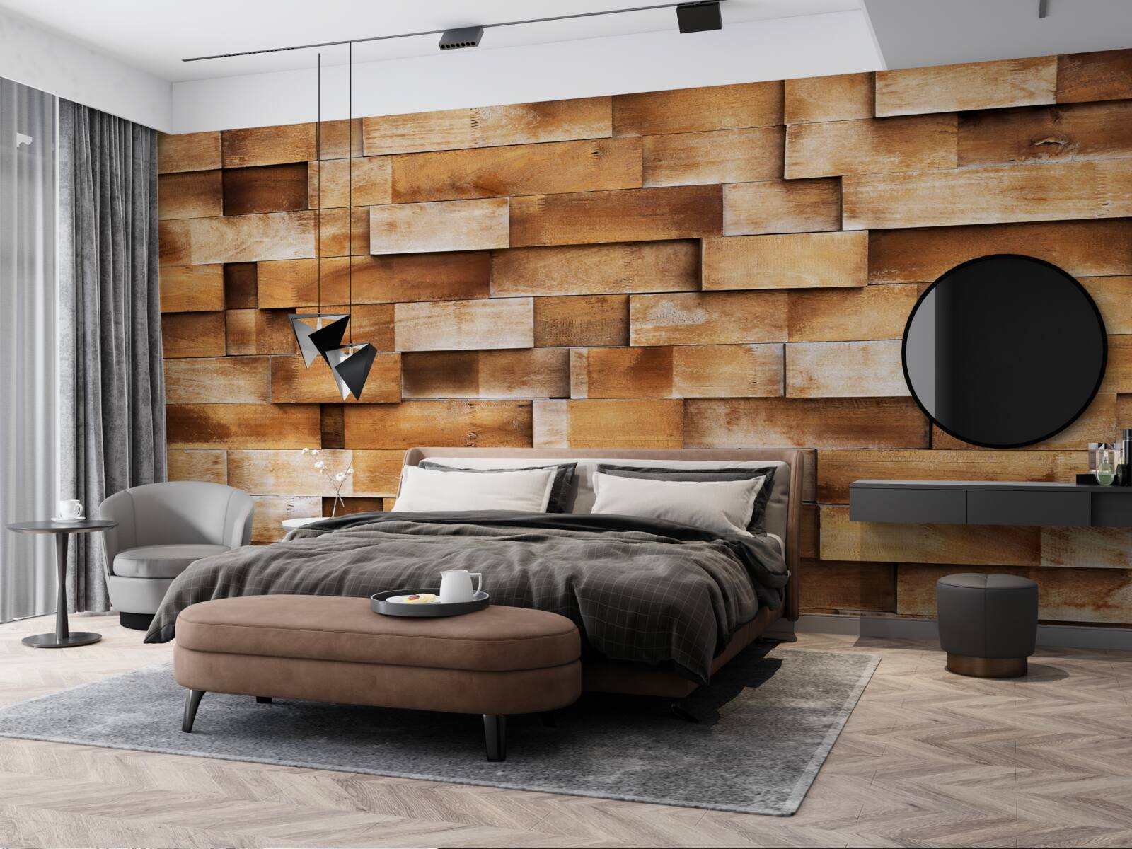 Fototapeta bariéra z drevených trámov