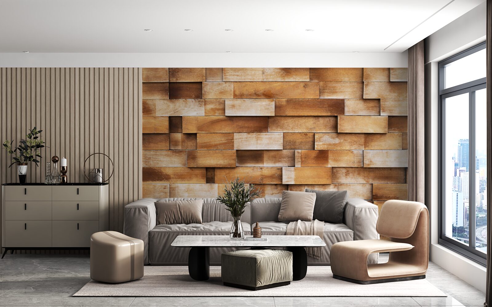 Fototapeta bariéra z drevených trámov