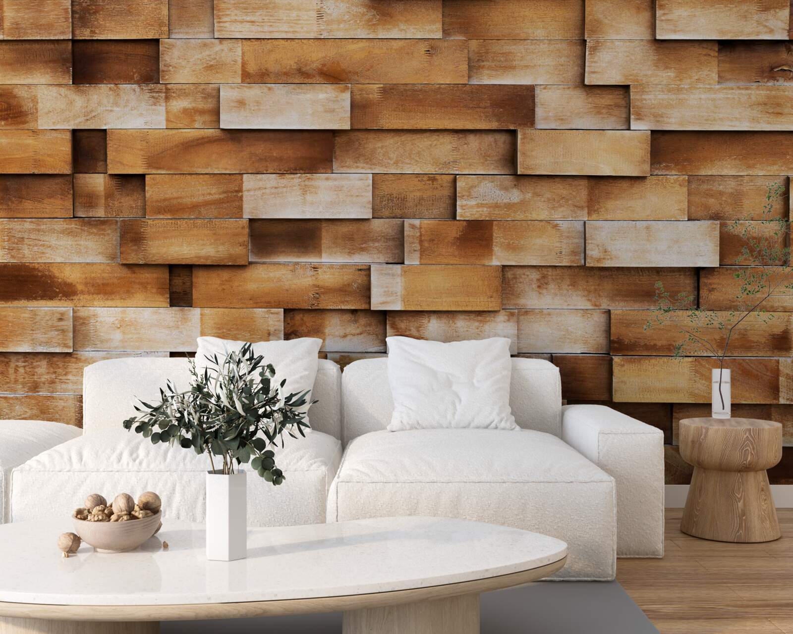 Fototapeta bariéra z drevených trámov