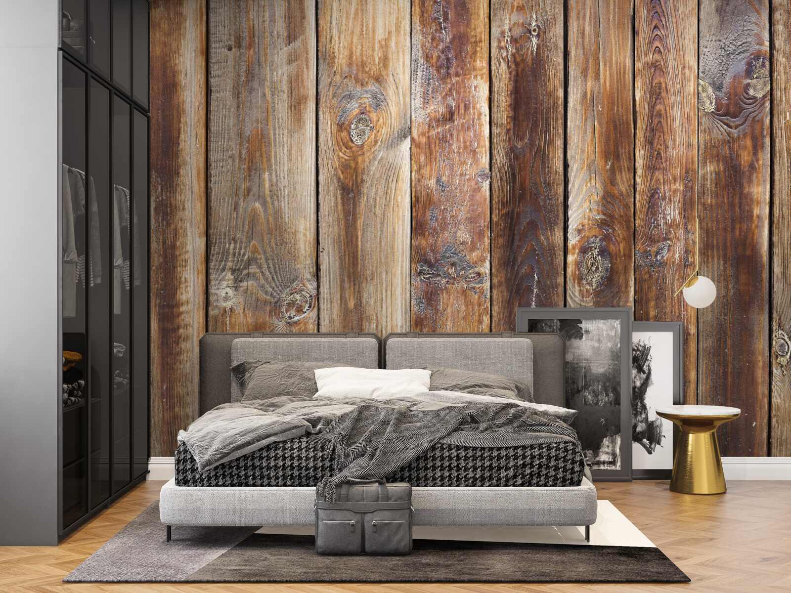 Fototapeta trámy sú z tmavohnedého dreva