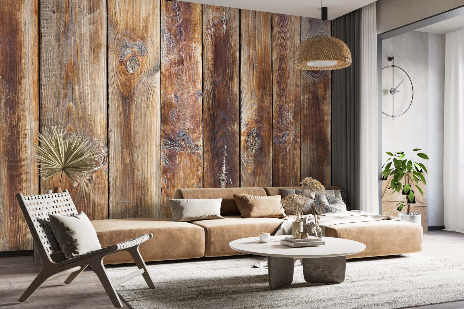 Fototapeta trámy sú z tmavohnedého dreva