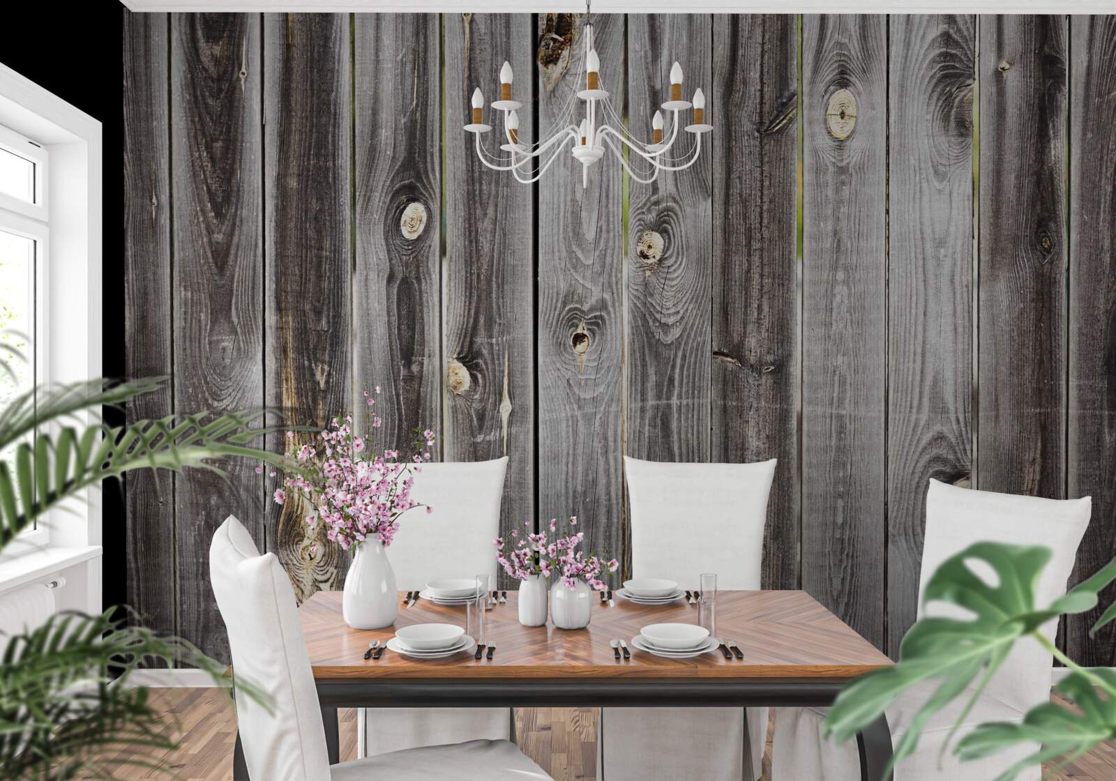 Fototapeta tmavosivý drevený plot