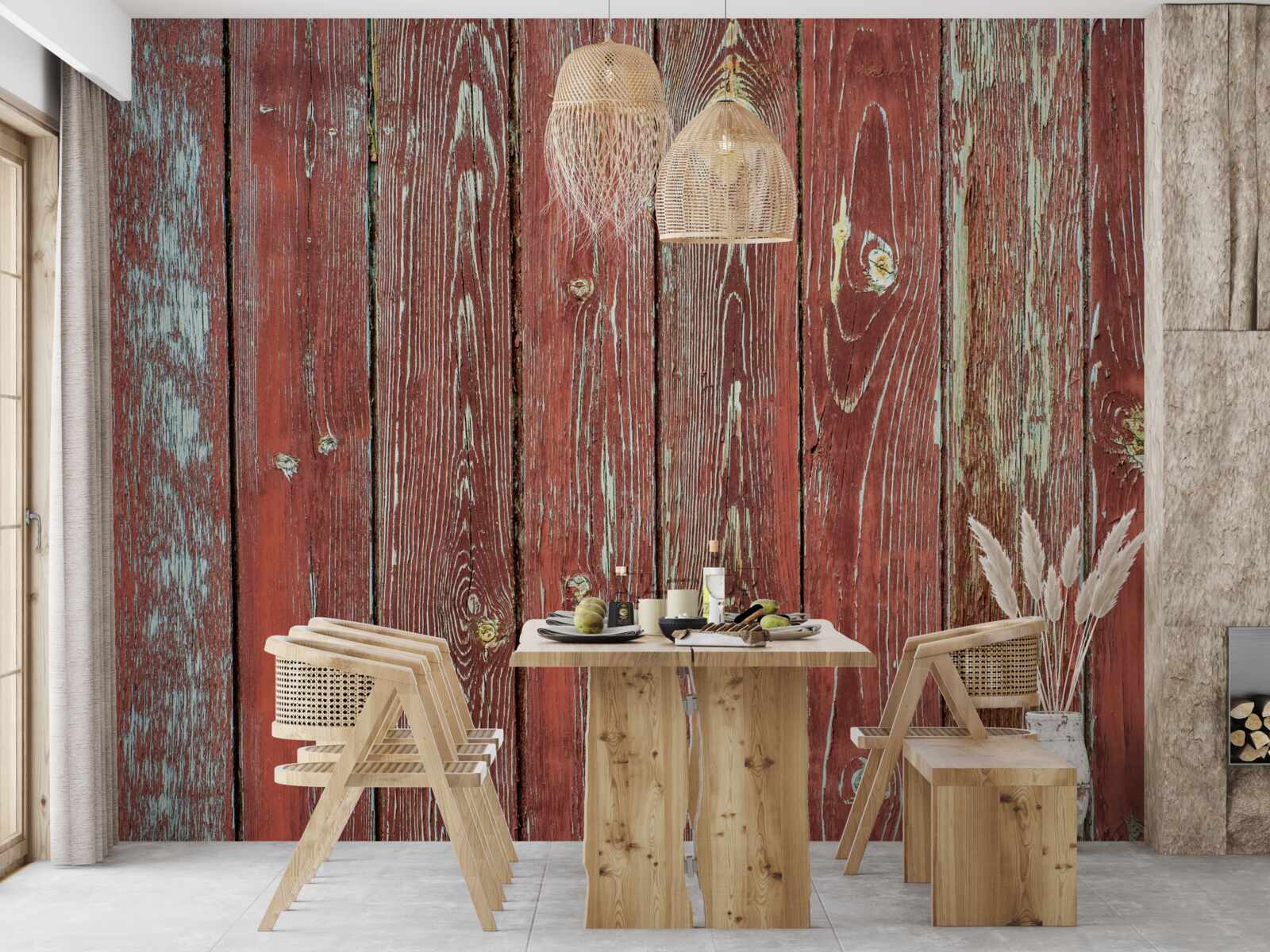 Fototapeta drevený podklad je červený a má starožitný vzhľad