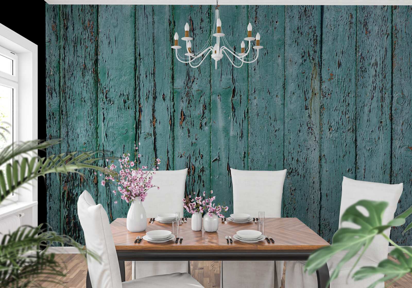 Fototapeta drevené dosky, maľované mätové, star