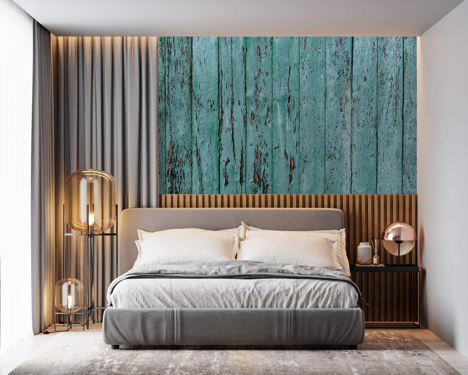 Fototapeta drevené dosky, maľované mätové, star